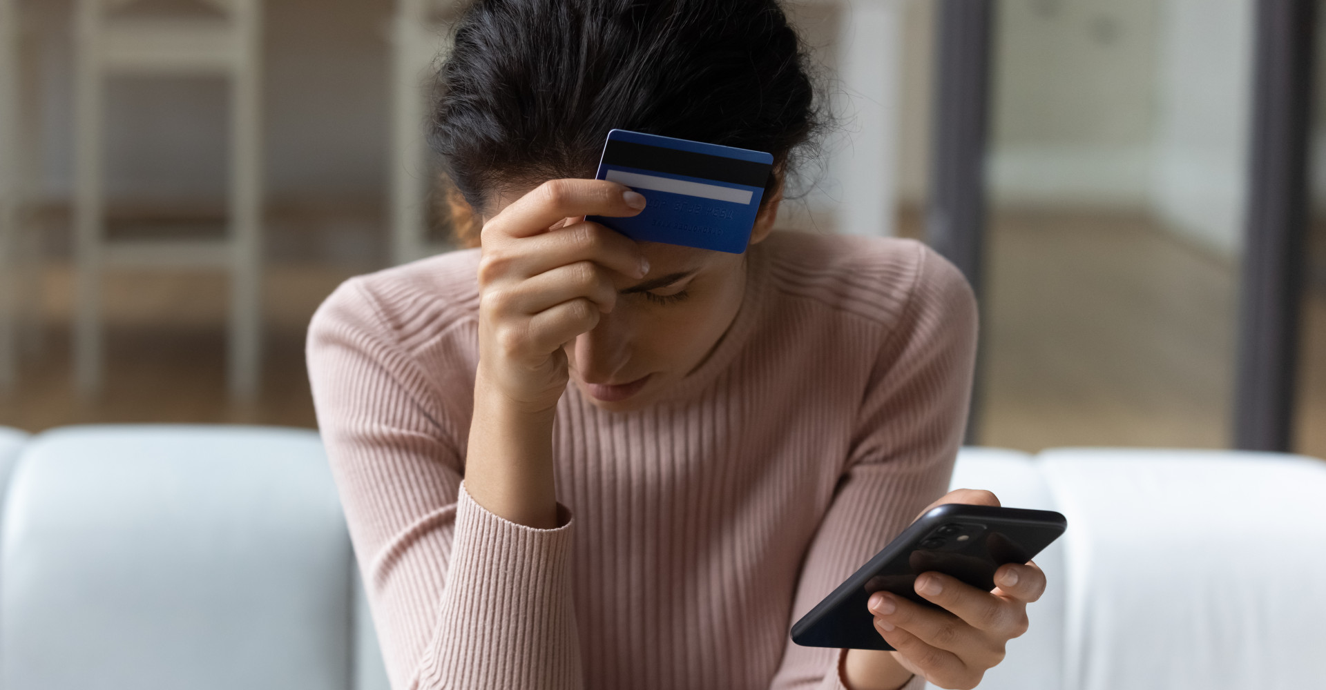 Frustrated young lady lost savings